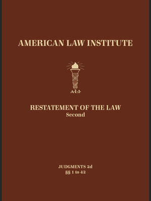 cover image of Restatement of the Law Second, Judgments